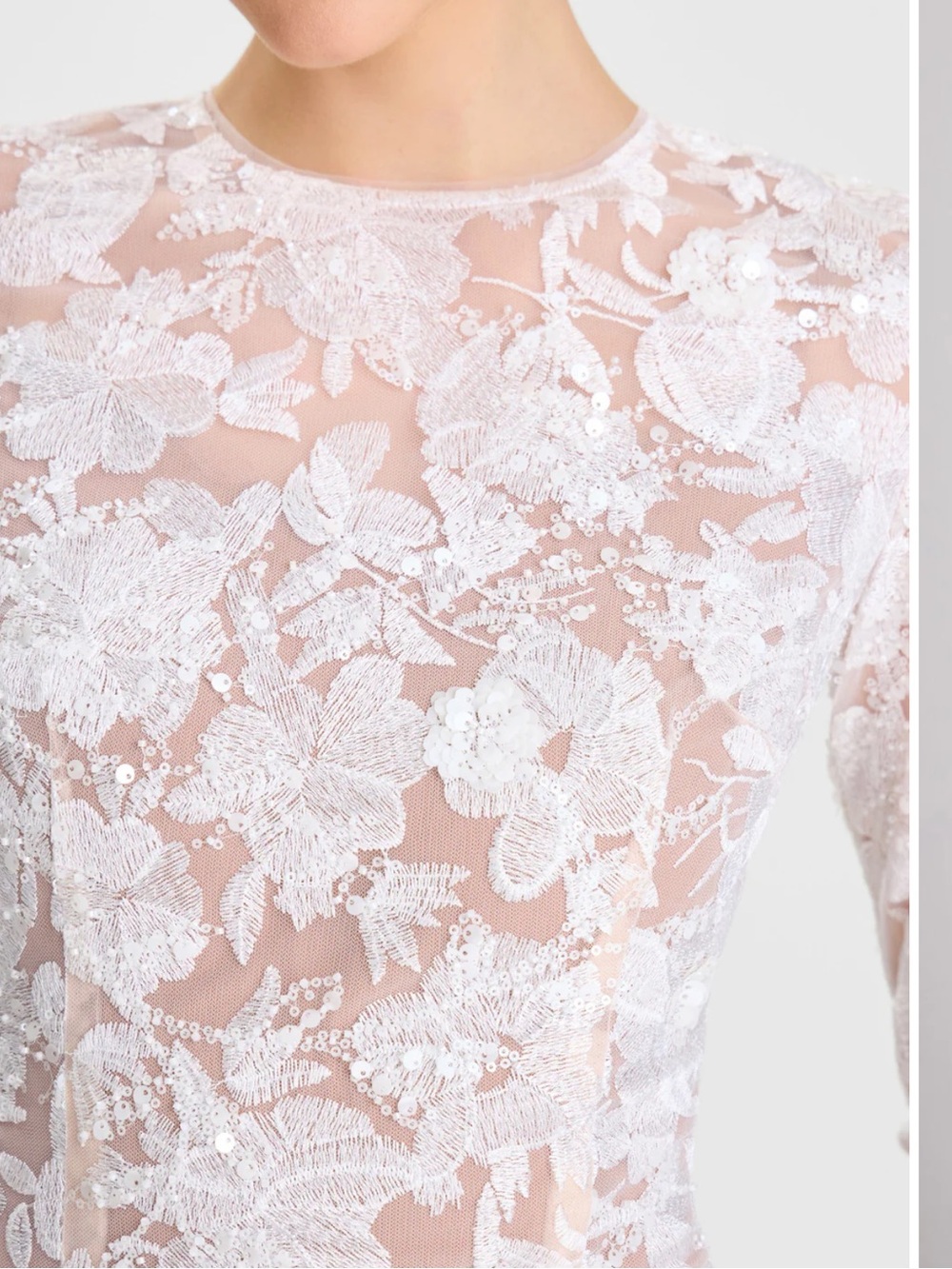 Nadine Merabi Sasha White Maxi Dress Long Sleeve Lace Floor Length - Picture 6 of 16